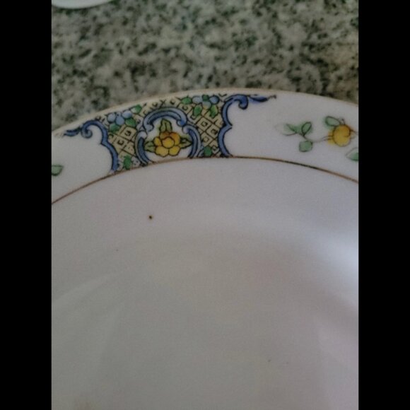 VINTAGE BERRY Saucer HAND-PAINTED NIPPON YELLOW FLOWERS BLUE - Picture 3 of 5